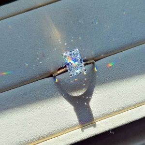 Solid 14k white and yellow gold 2.72ct lab radiant diamond ring